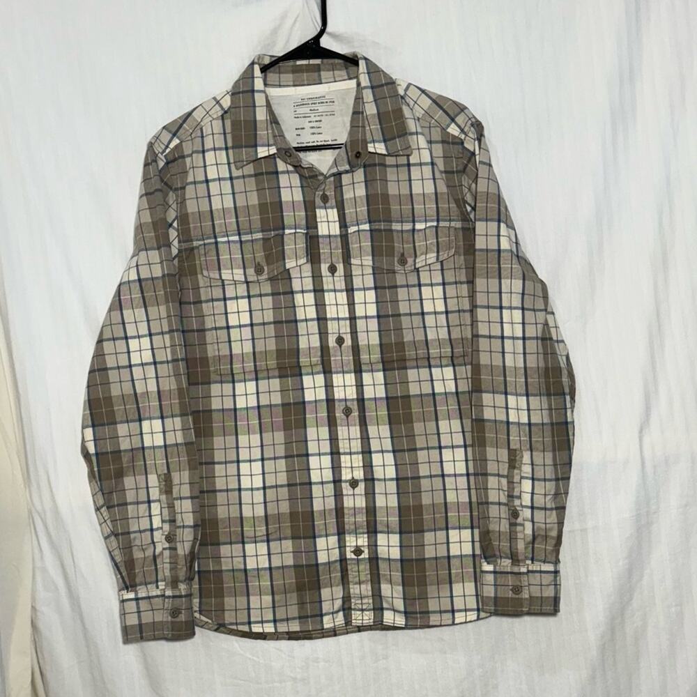 REI Tan Brown Cotton Flannel Men’s Size Medium Long Sleeve Button Down Shirt